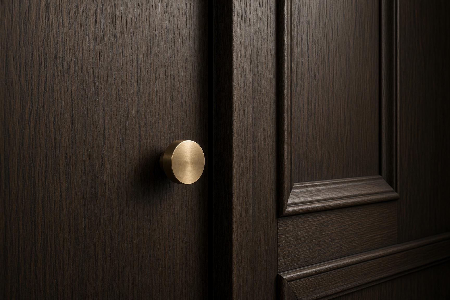 Oak joinery and brass ironmongery, close-up